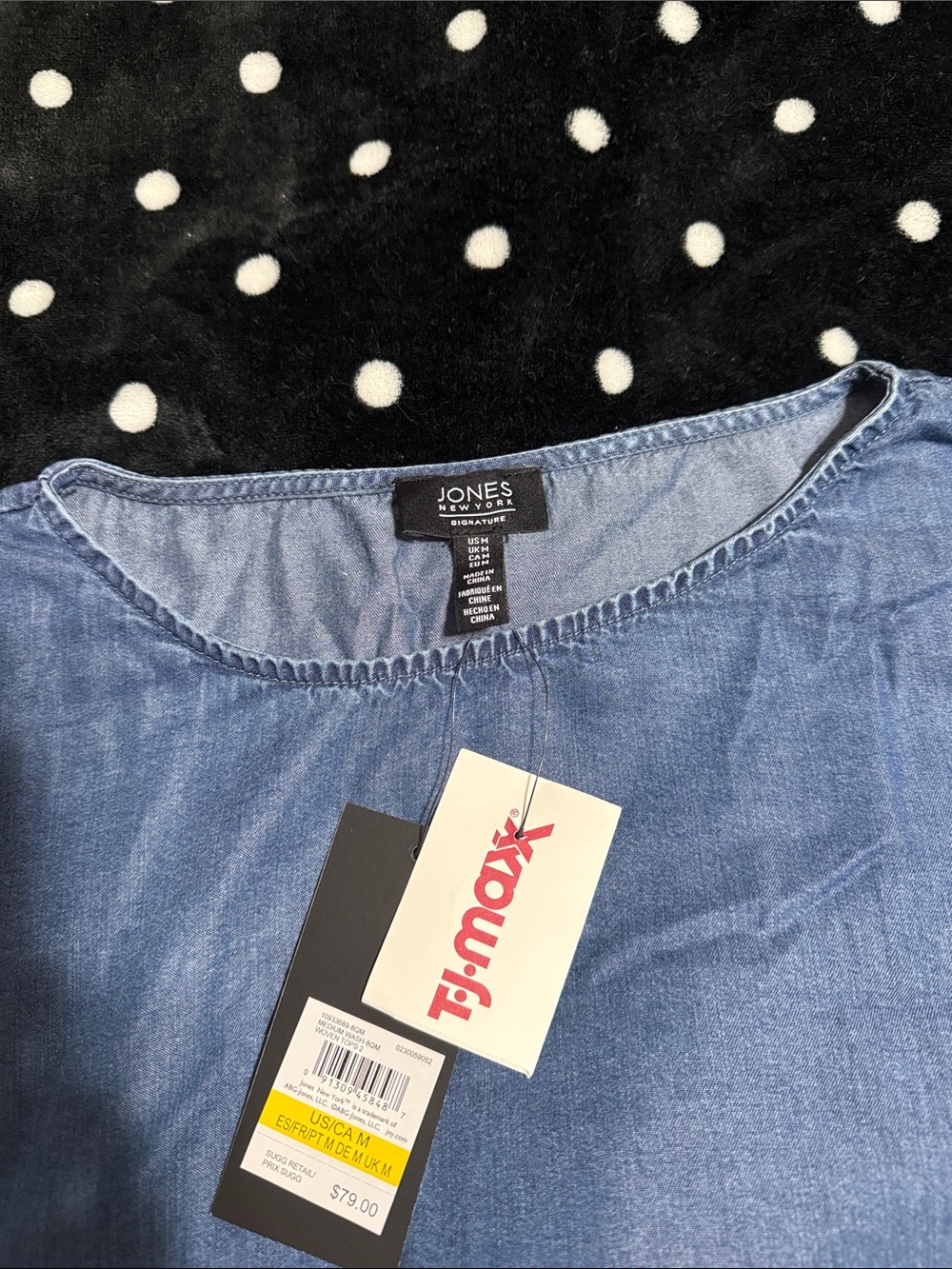 NWT Jones New York Blue Short Sleeve Button-Side Top - Picture 3 of 6